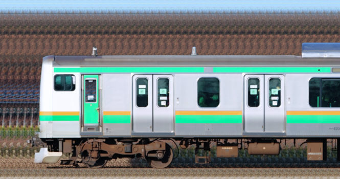 小山車両センターE231系U587編成（機器未更新車）＋U113編成（機器未更新車）海側